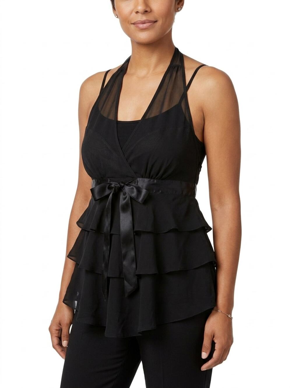Cinema Etoile Seductivewear Black Chiffon Ruffle Babydoll Women Size L
